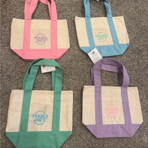 x4 Trader Joe’s Mini Tote in Pink, Purple, Blue, Green (1 of each)